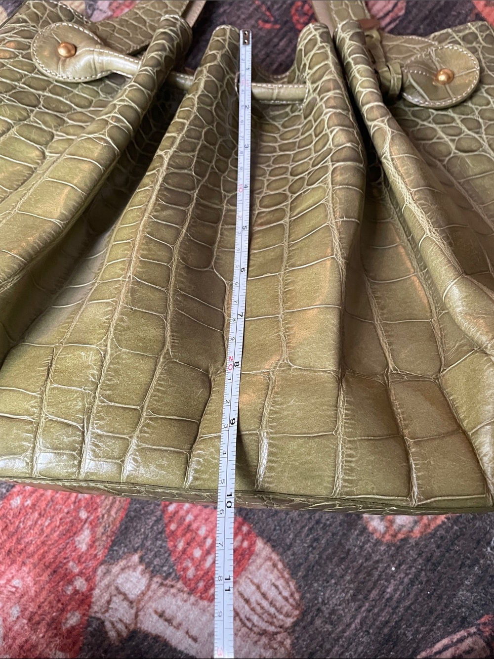 BRAHMIN Green Faux Croc Bag Purse Hobo One Callout Gorgeous Can Attach Crossbody - Picture 13 of 14